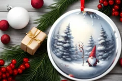 Winter Gnomes Snow Round Ornament Sublimation PNG Product Image 2