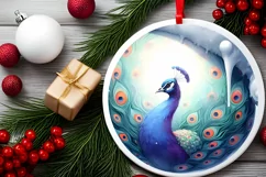 Winter Scene Round Ornament Sublimation PNG Product Image 2