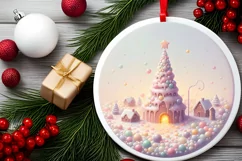 Round Christmass Ornament with Pastell Candy Scene Product Image 1