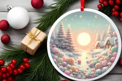 Round Christmass Ornament with Pastell Candy Scene Product Image 2