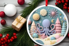 Round Christmas Ornament Sublimation|Clipart Product Image 2