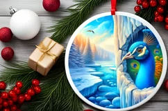 Peacock Smiling Round Ornament Sublimation PNG Product Image 2