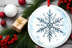 Winter Scene Round Ornament Sublimation PNG Product Image 1