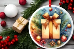 Colorful Gift Round Ornament Sublimation PNG Product Image 2
