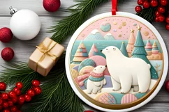 Round Christmas Ornament Sublimation|Clipart Product Image 2