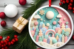 Round Christmas Ornament Sublimation|Clipart Product Image 2
