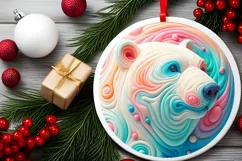 Polar Bear Round Ornament Sublimation PNG Product Image 2