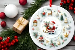 Winter Scene Round Ornament Sublimation PNG Product Image 2