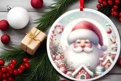 Winter Scene Round Ornament Sublimation PNG Product Image 2