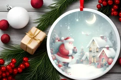 Winter Scene Round Ornament Sublimation PNG Product Image 2