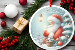 Winter Scene Round Ornament Sublimation PNG Product Image 1