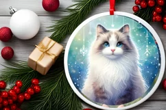 Colorful Christmas Cat Sublimation PNG Product Image 2
