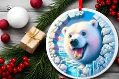 Melting Ice Wall Round Winter Sloth Ornament PNG Product Image 2