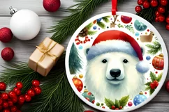 Colorful Watercolor Winter Polar Bear PNG Product Image 1