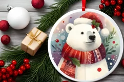 Colorful Watercolor Winter Polar Bear PNG Product Image 1
