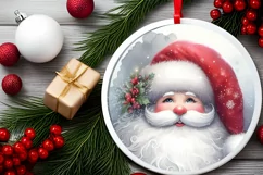 Santa with Santa Round Ornament Sublimation PNG Product Image 1