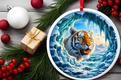 Melting Ice Wall Tiger Smiling Round Ornament Christmas Product Image 2