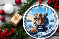 Melting Ice Wall Round Sticker Winter Ornament Sublimation Product Image 2