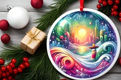 Colorfull Pastell Winter Scene with Mexican Person PNG Product Image 1