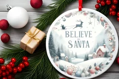 Winter Scene with Santa Round Sublimation PNG Product Image 1