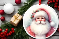 Santa Round Ornament Sublimation PNG Product Image 2