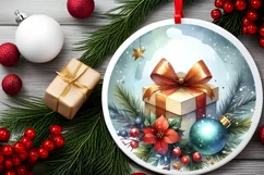 Christmass Gnome Watercolor Round Ornament Christmas Winter Product Image 2