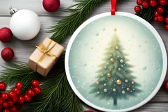 Christmas Tree Round Ornament Sublimation PNG Product Image 2