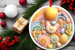 Round Christmas Ornament Sublimation|Clipart Product Image 2
