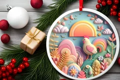 Round Christmas Ornament Sublimation|Clipart Product Image 2