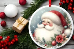 Santa Round Ornament Sublimation PNG Product Image 2
