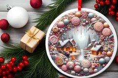 Detailed Molten Candy Painting Round Ornament Christmas Product Image 1