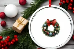 Santa Round Ornament Sublimation PNG Product Image 2