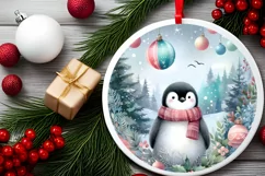 Penguin Round Ornament Sublimation PNG Product Image 2