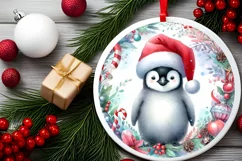 Penguin Round Ornament Sublimation PNG Product Image 2