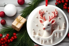 3D Marzipan Deer Round Ornament Sublimation PNG Product Image 2