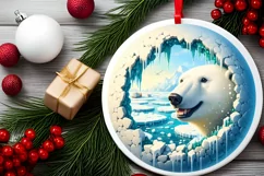 Melting Ice Polar Bear Painting Sublimation PNG Product Image 2