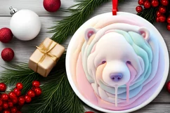 Pastel Polar Bear Winter Scene PNG Product Image 2