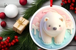 Pastel Polar Bear Winter Scene PNG Product Image 1