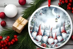 Winter Gnomes Christmas Ornament Sublimation PNG Product Image 2