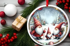 Winter Gnomes Watercolor Round Christmass PNG Product Image 2