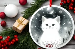 Cat Christmas Ornament Sublimation PNG Product Image 2