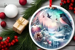 Winter Scene with Penguins Christmas Ornament PNG Product Image 2