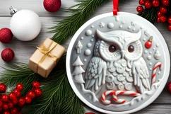 3D Like Christmas Owl Ornament Sublimation PNG Product Image 1