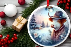 Round Christmas Ornament with Cowboy PNG Product Image 2