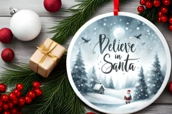 Winter Scene Christmas Ornament Sublimation PNG Product Image 2