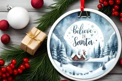 Winter Scene Christmas Ornament Sublimation PNG Product Image 2