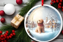 Winter Scene with Cow and Dog PNG Product Image 2