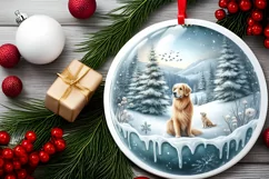 Winter Scene with Cow and Dog PNG Product Image 2