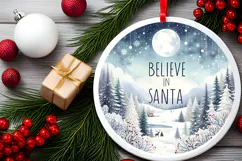 Round Christmass Ornament Sublimation|Clipart Product Image 2