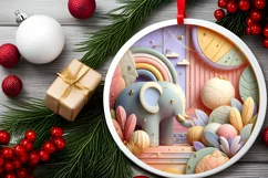 Round Christmas Ornament Sublimation|Clipart Product Image 2